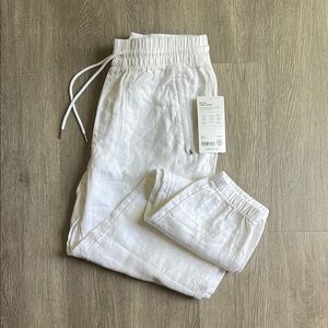Athleta White Retreat Linen Jogger, Size S Tall